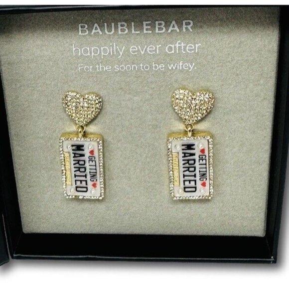 Baublebar Happily Ever After Getting Married Earrings License Plate - Picture 2 of 5